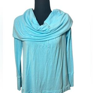 Lilly Pulitzer Belinda‎ Pullover Cowl Neck Light Aqua Soft Long Sleeve Size M